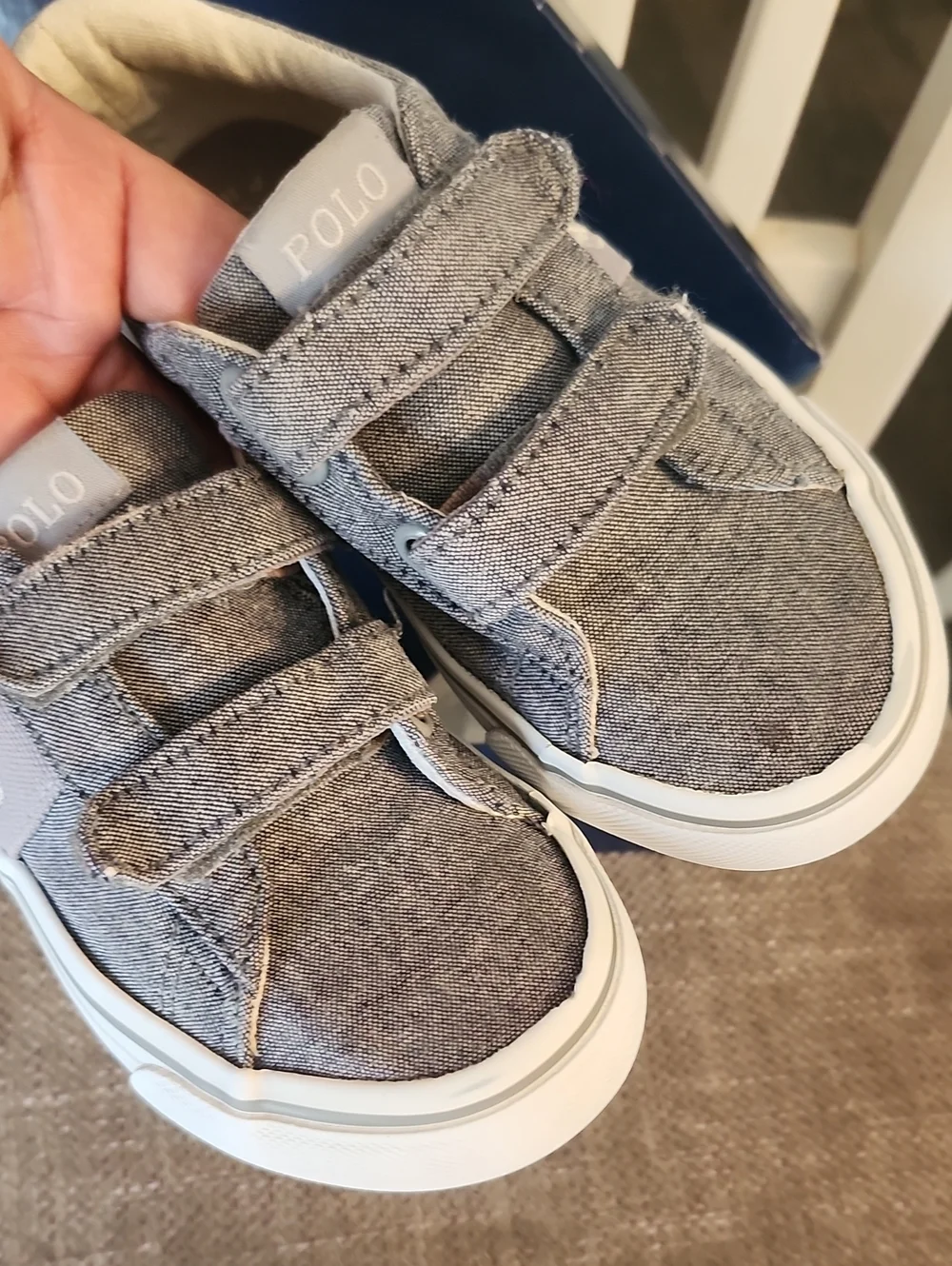 Polo by Ralph Lauren Kids' Gray Canvas Velcro Sneaker